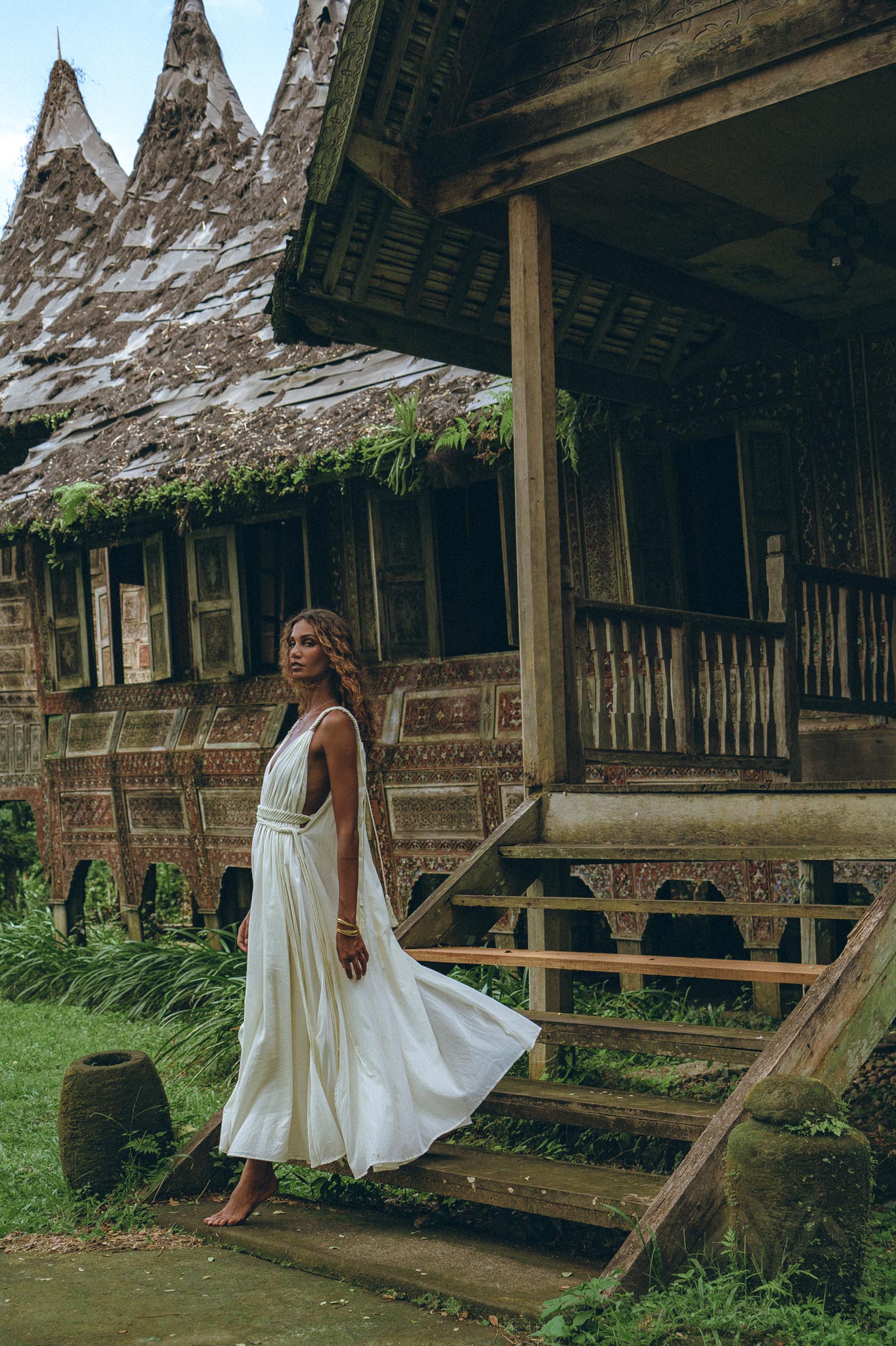 Boho Beach Wedding Dress, Off White Multiway Dress, Bohemian Dress - AYA Sacred Wear
