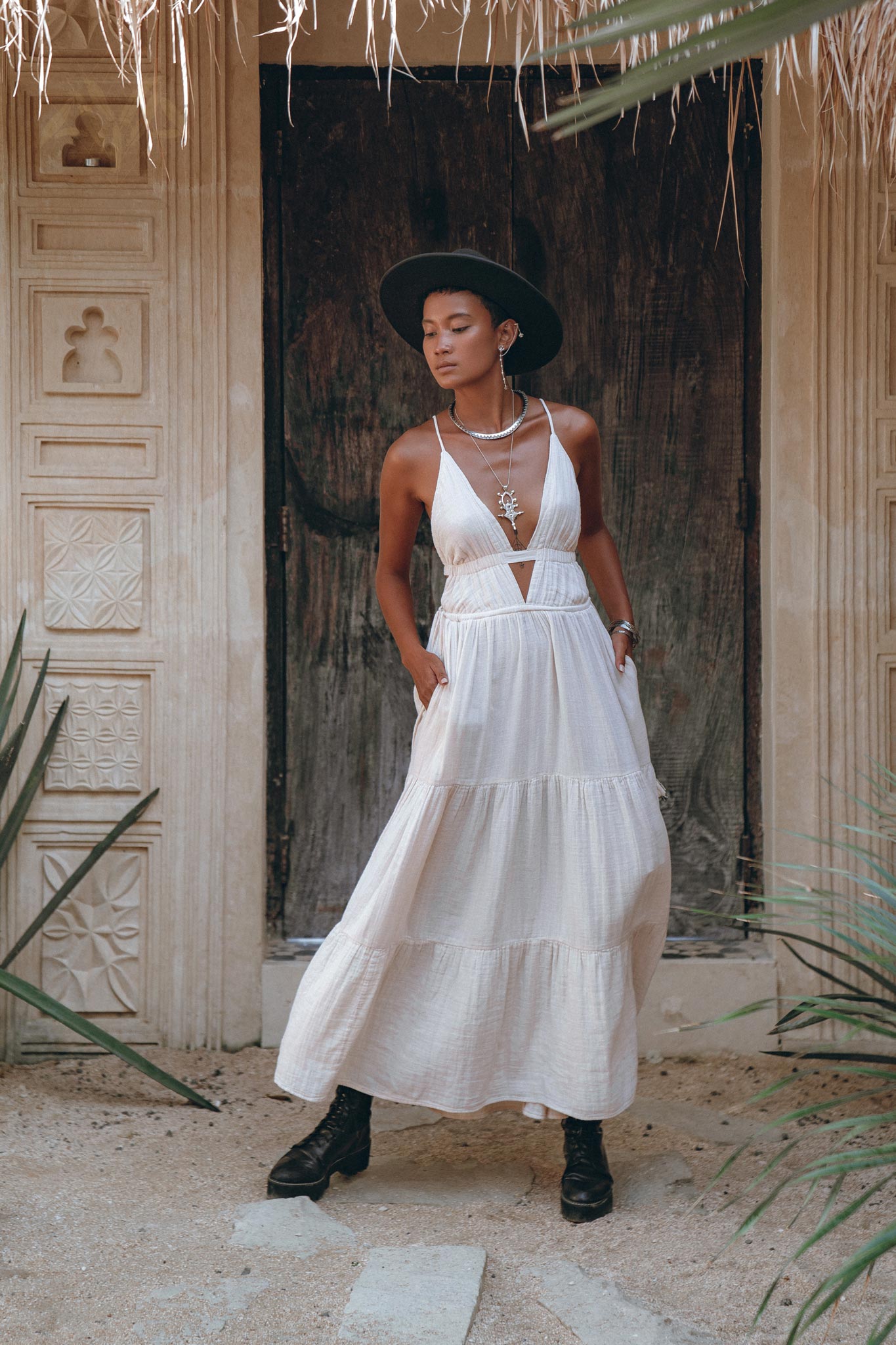 White Multiway Dress, Beach Adjustable Dress, Boho Sleeveless Dress - AYA Sacred Wear