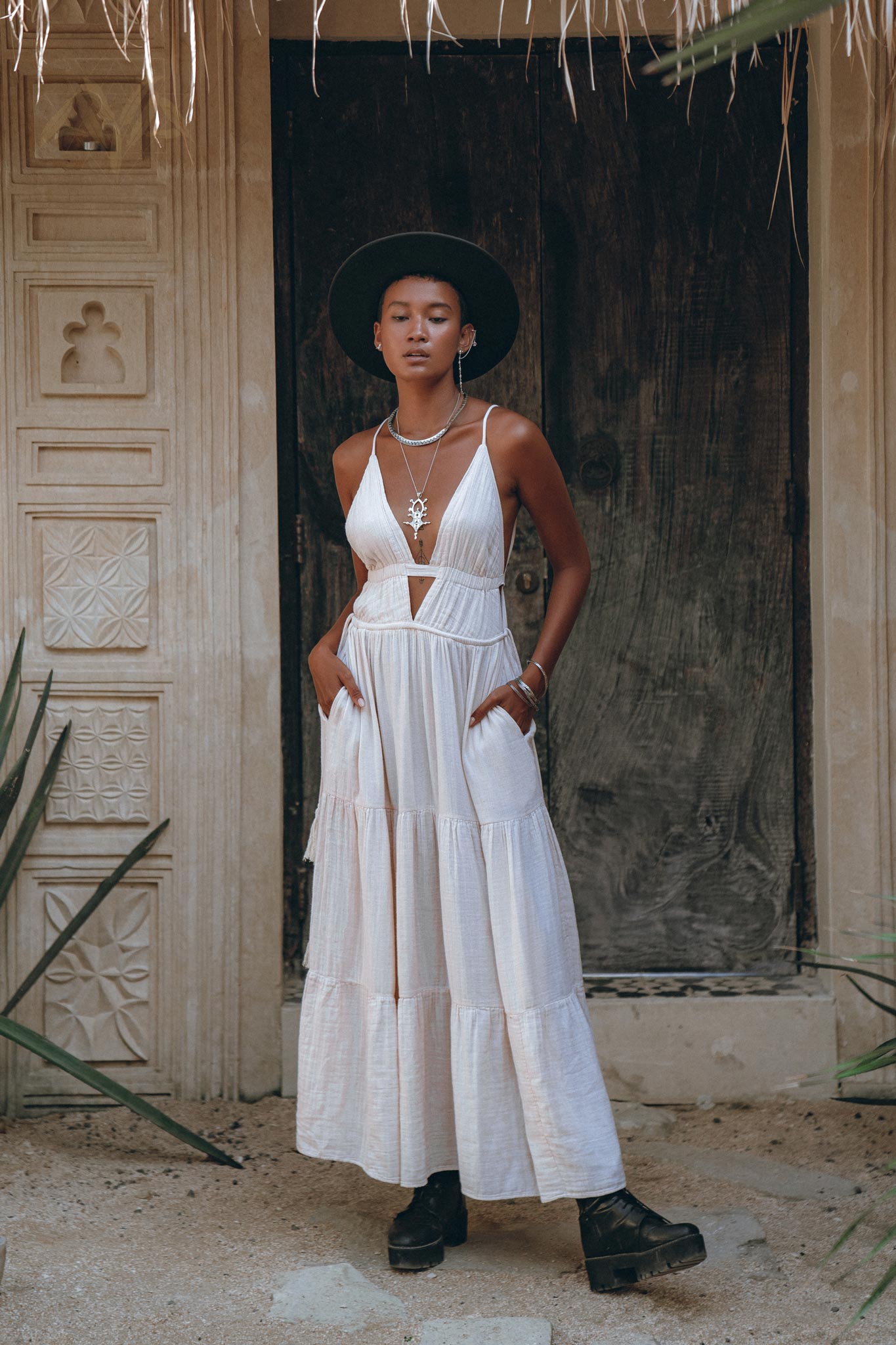 White Multiway Dress, Beach Adjustable Dress, Boho Sleeveless Dress - AYA Sacred Wear